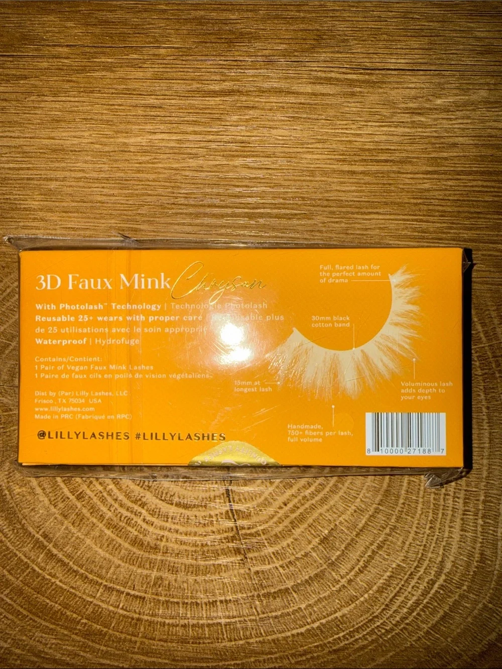 Lilly Lashes 3D Faux Mink Chrysan - Black Lashes with Orange Box